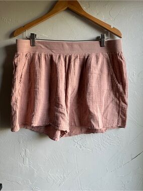 Mododoc Blush Cotton Gauze Lounge Shorts Pockets Boho Loungewear Lightweight L